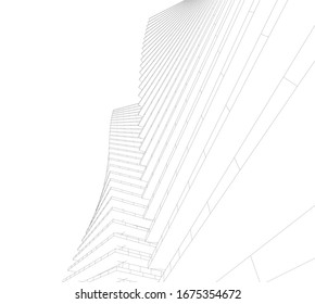 edificios abstractos, dibujo arquitectónico 3d