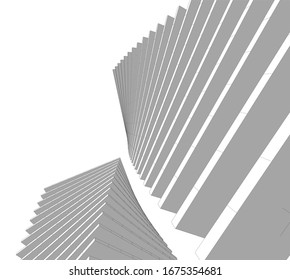 abstract buildings, architectural drawing 3d