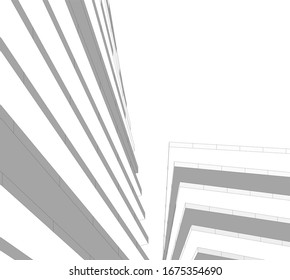 abstract buildings, architectural drawing 3d
