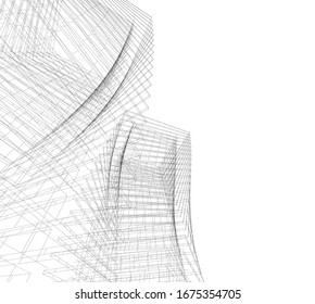 abstract buildings, architectural drawing 3d
