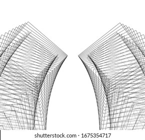 abstract buildings, architectural drawing 3d