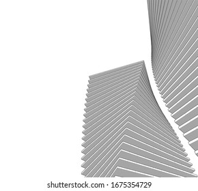 abstract buildings, architectural drawing 3d