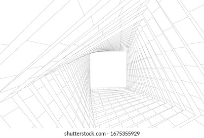 abstrakte Gebäude, architektonische Zeichnung 3d