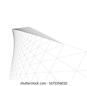 abstrakte Gebäude, architektonische Zeichnung 3d