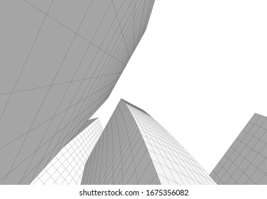 abstract buildings, architectural drawing 3d