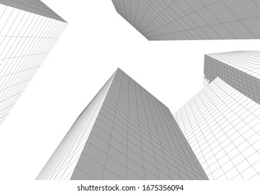 abstract buildings, architectural drawing 3d