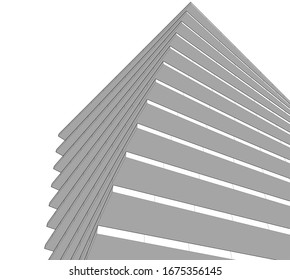 abstrakte Gebäude, architektonische Zeichnung 3d