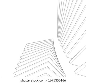 edificios abstractos, dibujo arquitectónico 3d