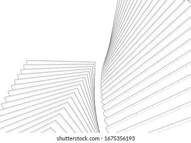 abstract buildings, architectural drawing 3d