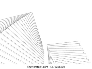 edificios abstractos, dibujo arquitectónico 3d