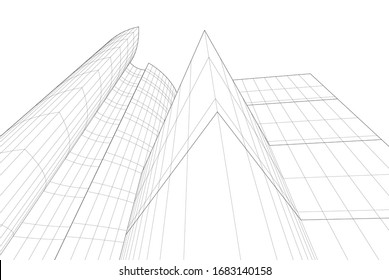 abstract buildings, architectural drawing 3d