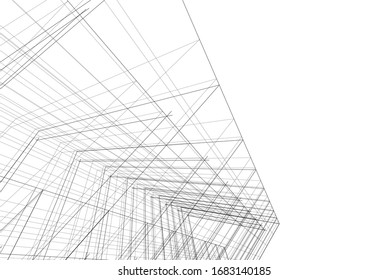 abstract buildings, architectural drawing 3d