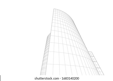 abstract buildings, architectural drawing 3d
