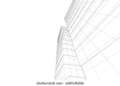 abstract buildings, architectural drawing 3d