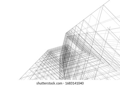 abstract buildings, architectural drawing 3d