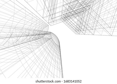 abstract buildings, architectural drawing 3d