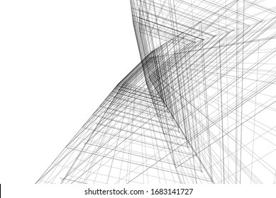 abstract buildings, architectural drawing 3d