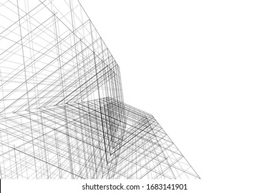 abstract buildings, architectural drawing 3d