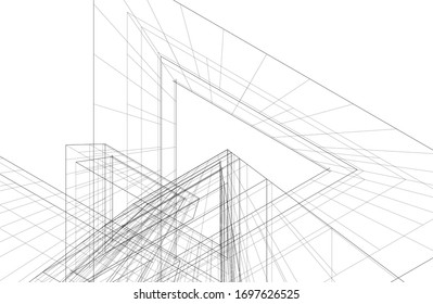 abstract buildings, architectural drawing 3d