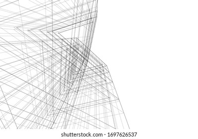 edificios abstractos, dibujo arquitectónico 3d