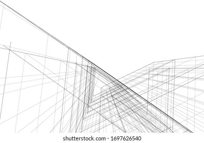 abstract buildings, architectural drawing 3d