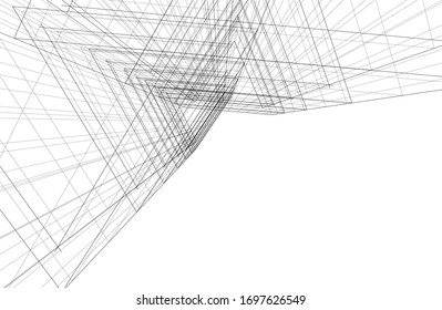 abstrakte Gebäude, architektonische Zeichnung 3d