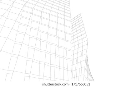 abstract buildings, architectural drawing 3d