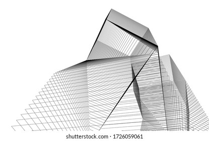abstract buildings, architectural drawing 3d