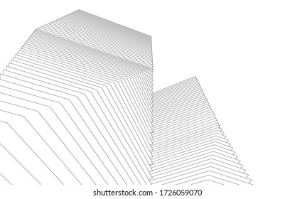 abstract buildings, architectural drawing 3d