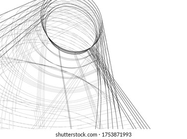 abstract buildings, architectural drawing 3d