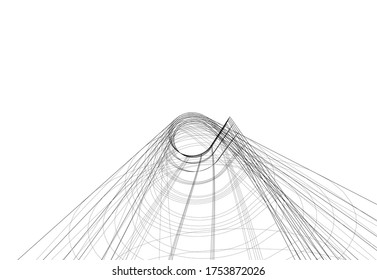 edificios abstractos, dibujo arquitectónico 3d