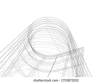 abstract buildings, architectural drawing 3d