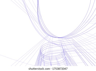 edificios abstractos, dibujo arquitectónico 3d