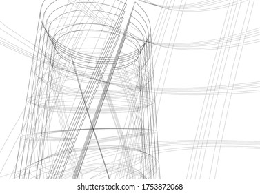abstract buildings, architectural drawing 3d