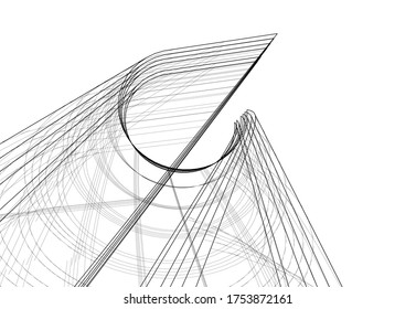 abstract buildings, architectural drawing 3d