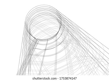 abstract buildings, architectural drawing 3d