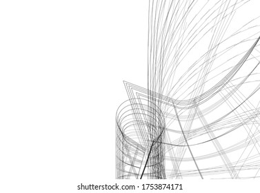 abstract buildings, architectural drawing 3d