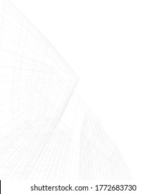 abstract buildings, architectural drawing 3d