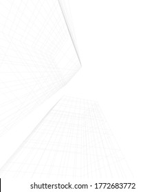 edificios abstractos, dibujo arquitectónico 3d