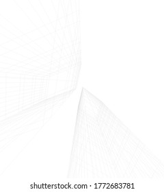 abstrakte Gebäude, architektonische Zeichnung 3d