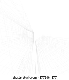 edificios abstractos, dibujo arquitectónico 3d