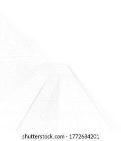 edificios abstractos, dibujo arquitectónico 3d