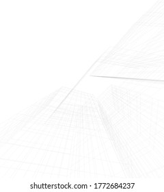 edificios abstractos, dibujo arquitectónico 3d