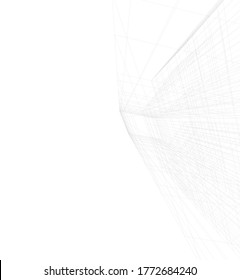 abstrakte Gebäude, architektonische Zeichnung 3d