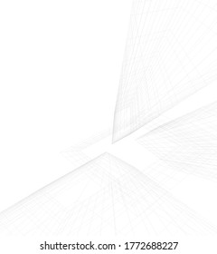 edificios abstractos, dibujo arquitectónico 3d