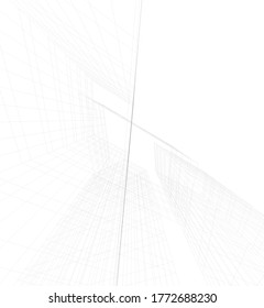 abstract buildings, architectural drawing 3d