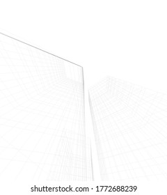 abstract buildings, architectural drawing 3d