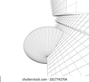 abstract buildings, architectural drawing 3d