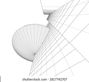 abstract buildings, architectural drawing 3d