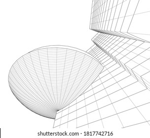 abstract buildings, architectural drawing 3d